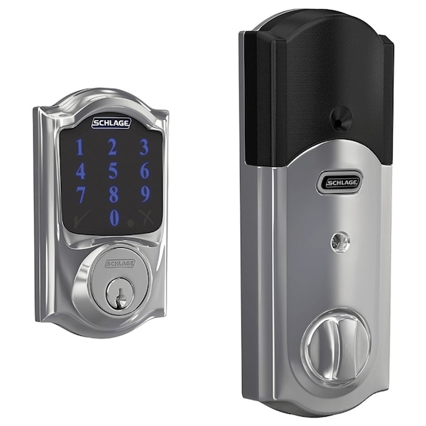 Schlage Residential Grade 1 Touchscreen Deadbolt Lock, Connect Series, Camelot Trim, Bright Chrome Finish BE469ZP CAM 625 - main